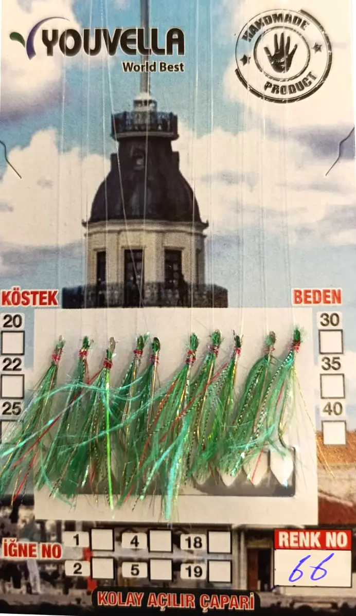 Çinekop Çaparisi UV-GLOW Simli 10 İğneli Kolay Açılan Çapari 0.25mm Beden x 0.35mm Köstek