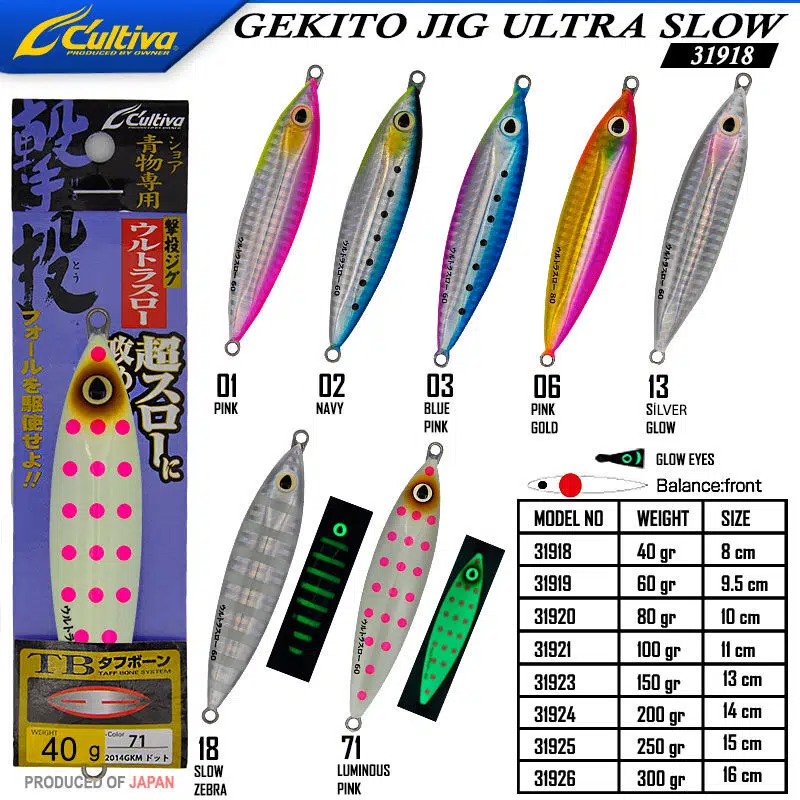 Cultiva 31918 Gekito Jig Ultra Slow 40g 8.0cm