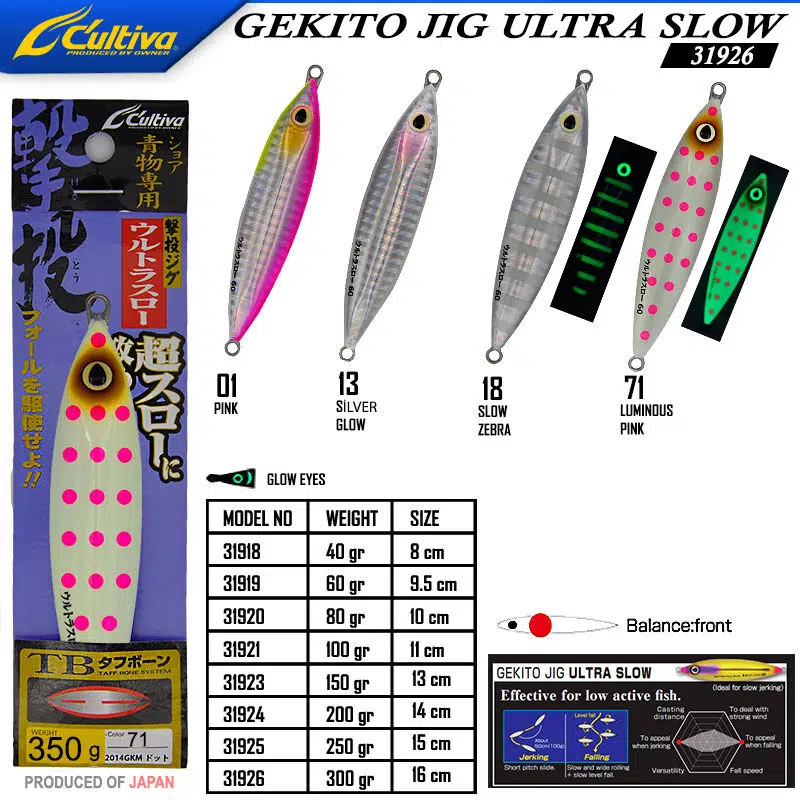 Cultiva 31926 Gekito Jig Ultra Slow 350g 16cm