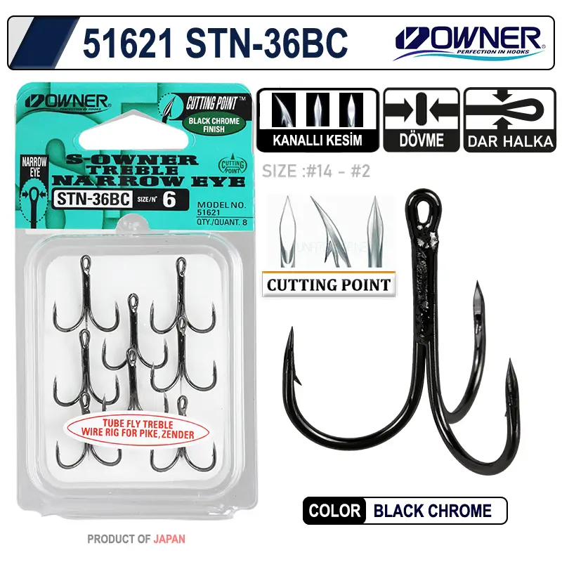 Owner 51621 Stn -36 Black Chrome Üçlü İğne