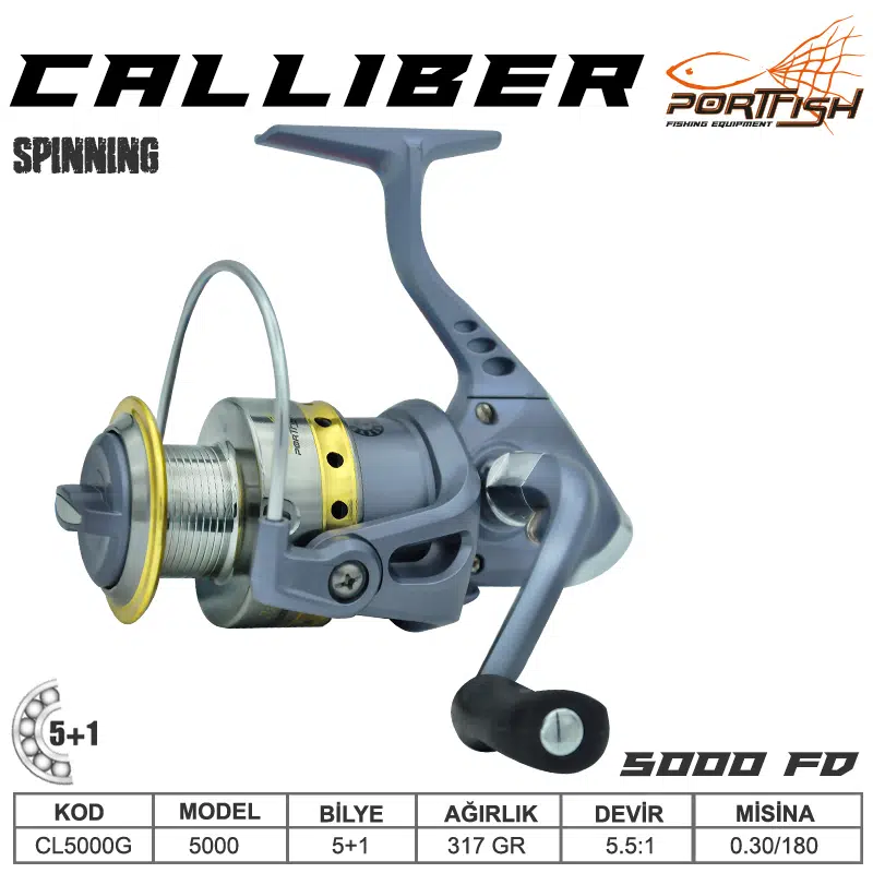 Portfish Calliber 5000 fd Olta Makinası 2+1 bb - Gri