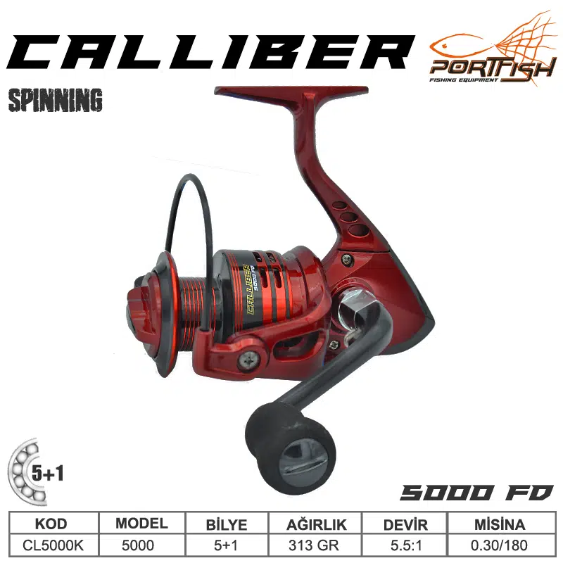 Portfish Calliber 5000 fd Olta Makinası 2+1 bb - Kırmızı