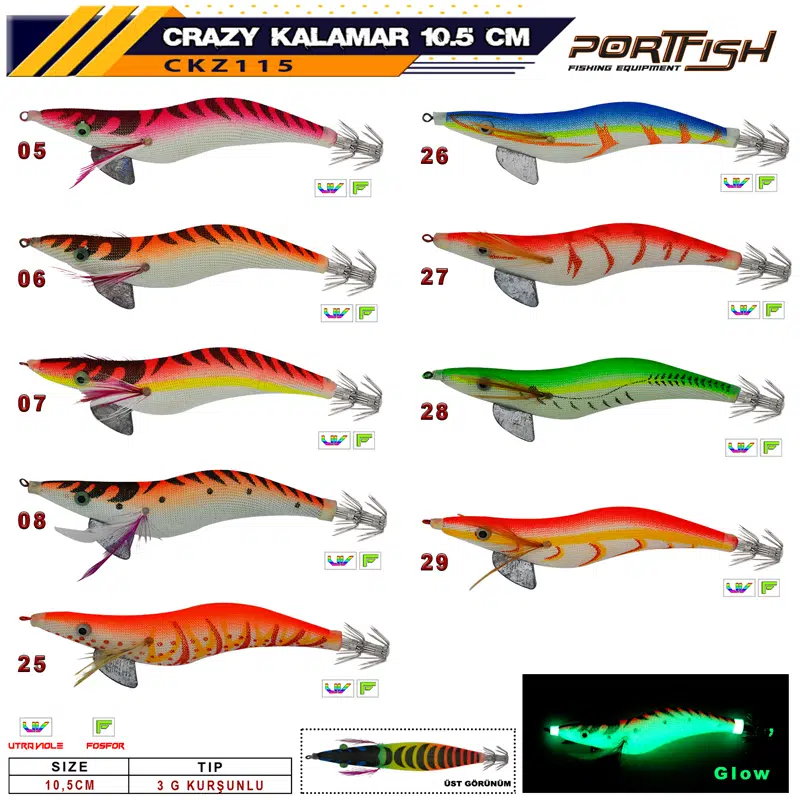 Portfish Crazy Kalamar Zokası 3 gr Kurşunlu 10,5 cm